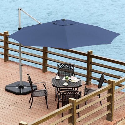 11 Feet Patio Offset Cantilever Umbrella 360° Rotation Aluminum Tilt-Navy