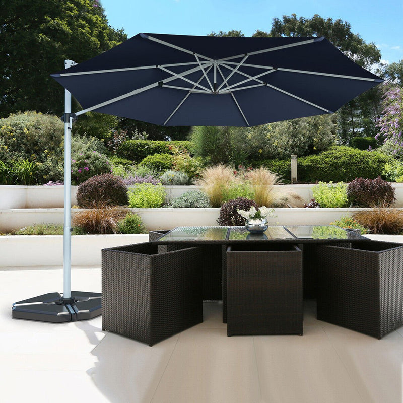 11 Feet Patio Offset Cantilever Umbrella 360° Rotation Aluminum Tilt-Navy