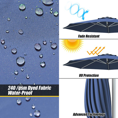 11 Feet Patio Offset Cantilever Umbrella 360° Rotation Aluminum Tilt-Navy