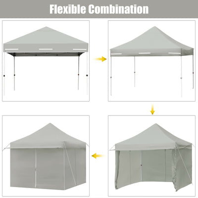 10 x 10 Feet Pop up Gazebo with 4 Height and Adjust Folding Awning-Gray