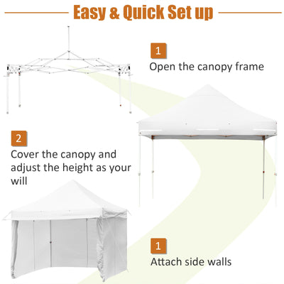 10 x 10 Feet Pop up Gazebo with 4 Height and Adjust Folding Awning-White