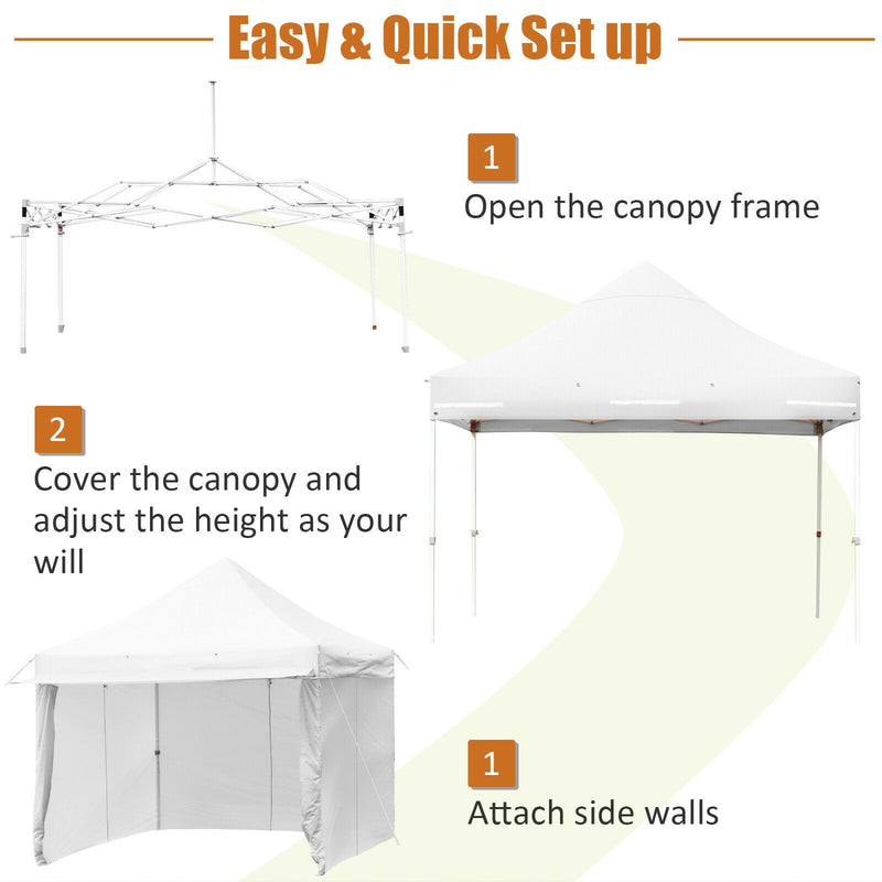 10 x 10 Feet Pop up Gazebo with 4 Height and Adjust Folding Awning-White