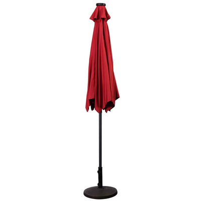 9' Solar LED Lighted Patio Market Umbrella Tilt Adjustment Crank Lift -Burgundy