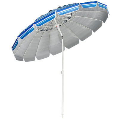 8FT Portable Beach Umbrella with Sand Anchor and Tilt Mechanism for Garden and Patio-Navy