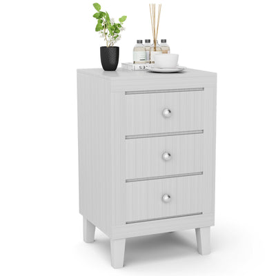 Modern Nightstand with 3 Drawers for Bedroom Living Room-White