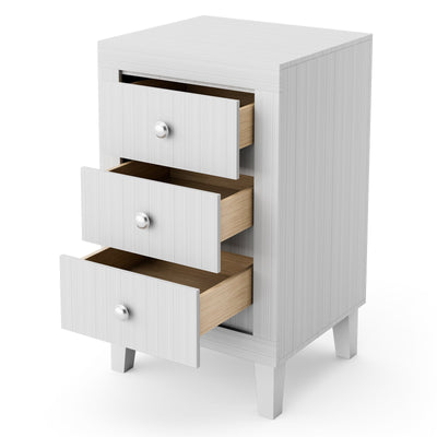 Modern Nightstand with 3 Drawers for Bedroom Living Room-White