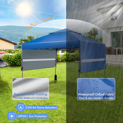 10 x 17.6 Feet Outdoor Instant Pop-up Canopy Tent with Dual Half Awnings-Blue