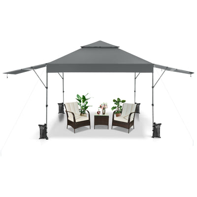 10 x 17.6 Feet Outdoor Instant Pop-up Canopy Tent with Dual Half Awnings-Gray