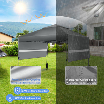 10 x 17.6 Feet Outdoor Instant Pop-up Canopy Tent with Dual Half Awnings-Gray