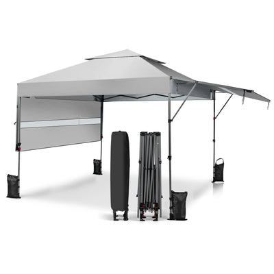 10 x 17.6 Feet Outdoor Instant Pop-up Canopy Tent with Dual Half Awnings-White