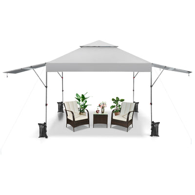 10 x 17.6 Feet Outdoor Instant Pop-up Canopy Tent with Dual Half Awnings-White