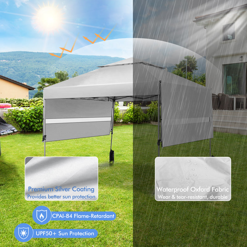 10 x 17.6 Feet Outdoor Instant Pop-up Canopy Tent with Dual Half Awnings-White