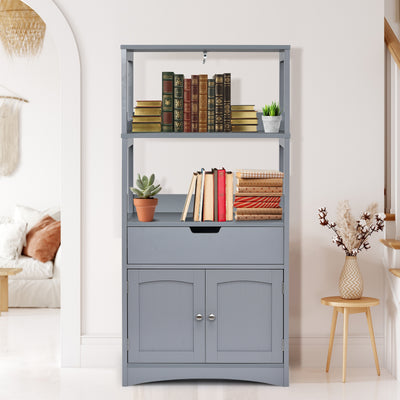 Bathroom Storage Cabinet with Drawer and Shelf Floor Cabinet-Gray