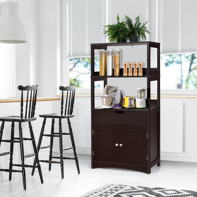 Bathroom Storage Cabinet with Drawer and Shelf Floor Cabinet-Dark Brown