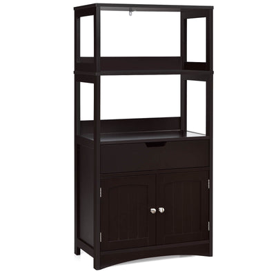 Bathroom Storage Cabinet with Drawer and Shelf Floor Cabinet-Dark Brown