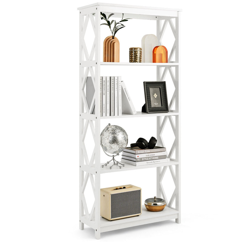 5-Tier Modern Freestanding Bookcase with Open Shelves-White