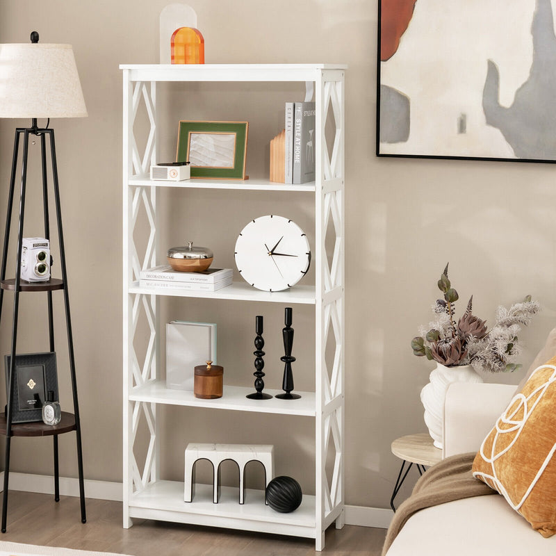 5-Tier Modern Freestanding Bookcase with Open Shelves-White