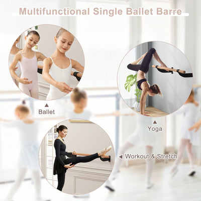 4 Feet Wall-Mounted Ballet Barre for Yoga-Black