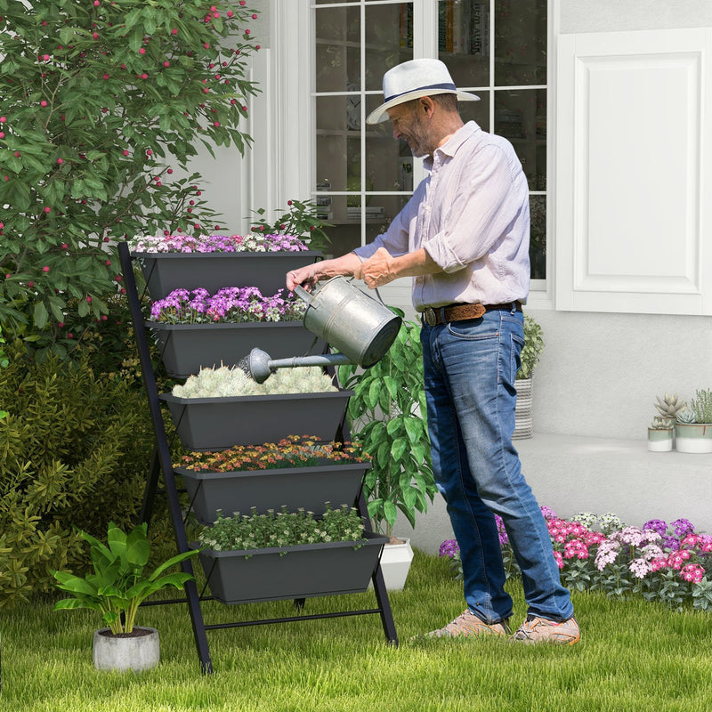 5-Tier Vertical Raised Garden Bed with Wheels and Container Boxes