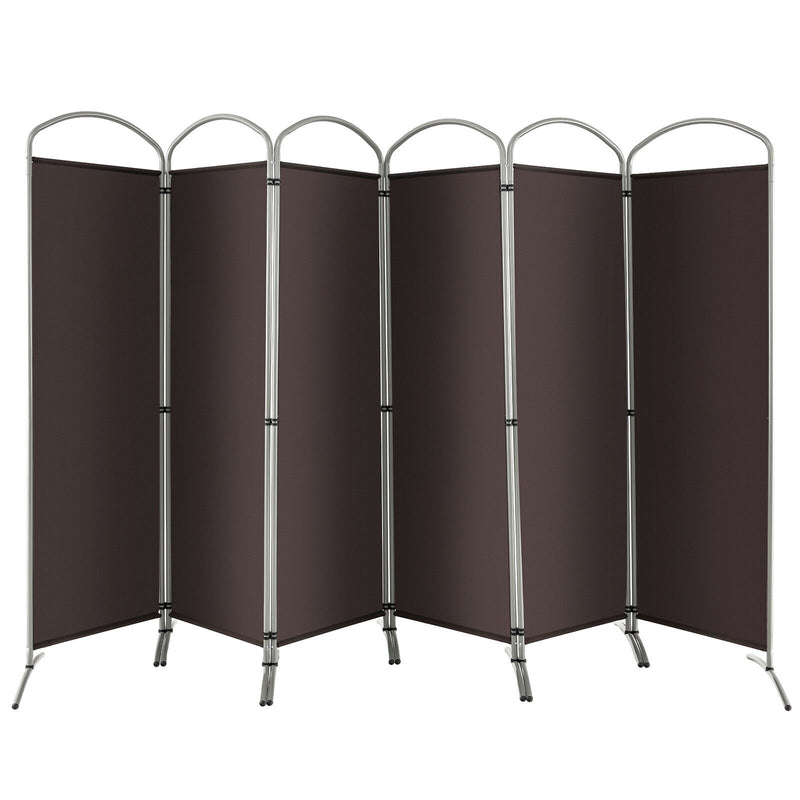 6 Feet 6-Panels Freestanding Folding Privacy Screen-Brown