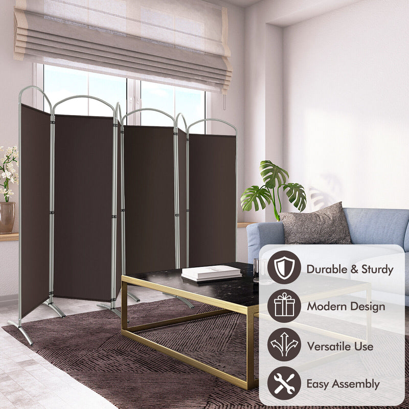 6 Feet 6-Panels Freestanding Folding Privacy Screen-Brown