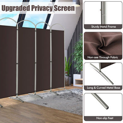 6 Feet 6-Panels Freestanding Folding Privacy Screen-Brown