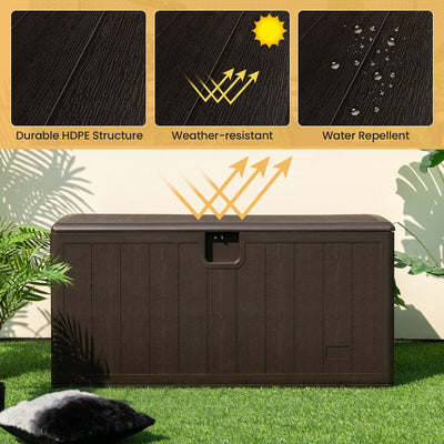 130 Gallon Patio All Weather Storage Container with Lockable Lid-Brown