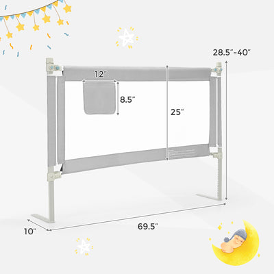 57 Inch Toddlers Vertical Lifting Baby Bed Rail Guard with Lock-Gray