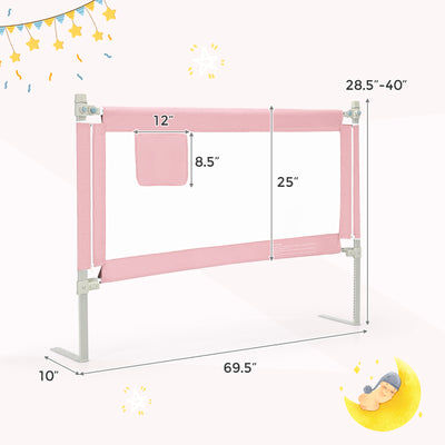 57 Inch Toddlers Vertical Lifting Baby Bed Rail Guard with Lock-Pink