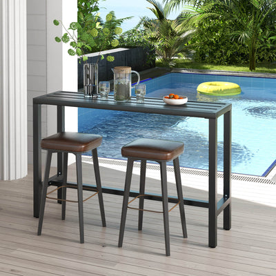 48/55 Inch Outdoor Bar Table with Waterproof Top and Heavy-duty Metal Frame-L