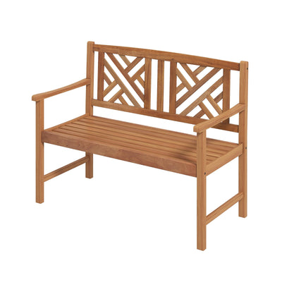 Wood Outdoor Bench with Cozy Armrest and Backrest