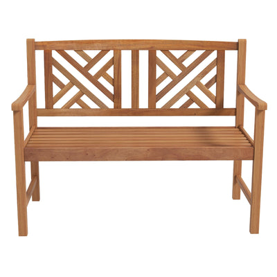 Wood Outdoor Bench with Cozy Armrest and Backrest