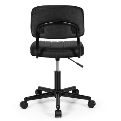 PU Leather Adjustable Office Chair  Swivel Task Chair with Backrest-Black