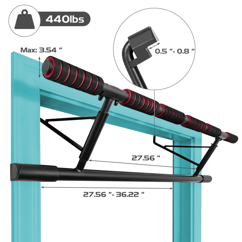 Foldable Pull Up Bar Doorway Chin Up Bar with Foam Grip for Home Gym