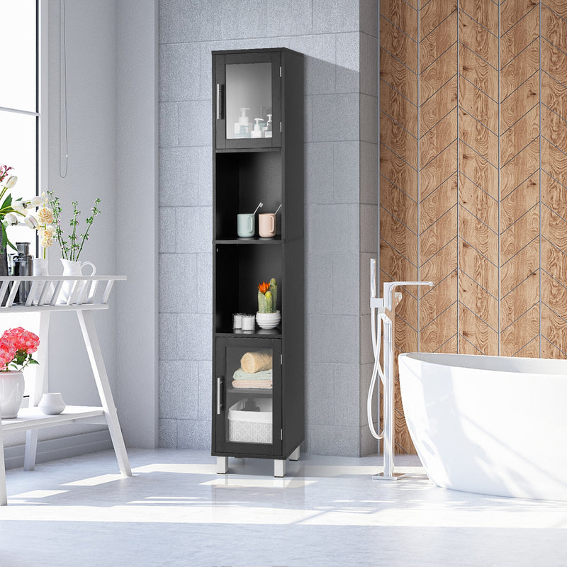 71 Inch Tall Tower Bathroom Storage Cabinet and Organizer Display Shelves for Bedroom-Black