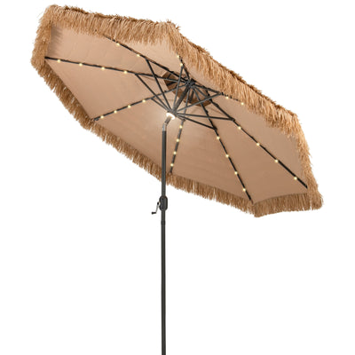 10 Feet Hawaiian Style Solar Lighted Thatched Tiki Patio Umbrella