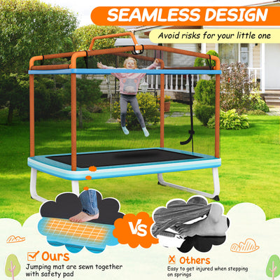 6 Feet Rectangle Trampoline with Swing Horizontal Bar and Safety Net-Orange