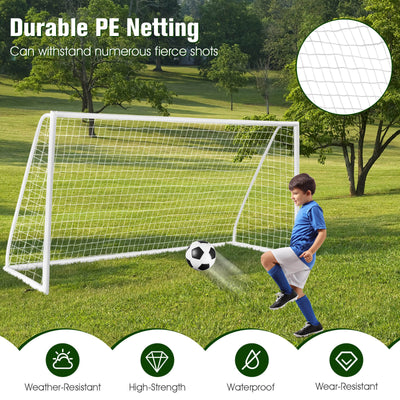 12 x 6 Feet Soccer Goal with Strong PVC Frame and High-Strength Netting