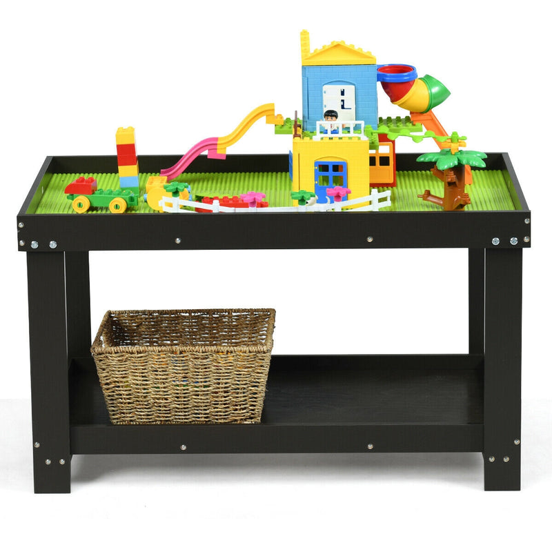 Solid Multifunctional Wood Kids Activity Play Table-Dark Brown