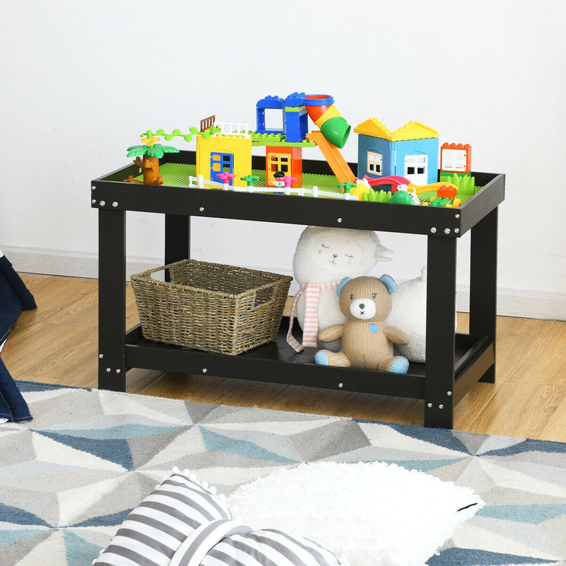 Solid Multifunctional Wood Kids Activity Play Table-Dark Brown