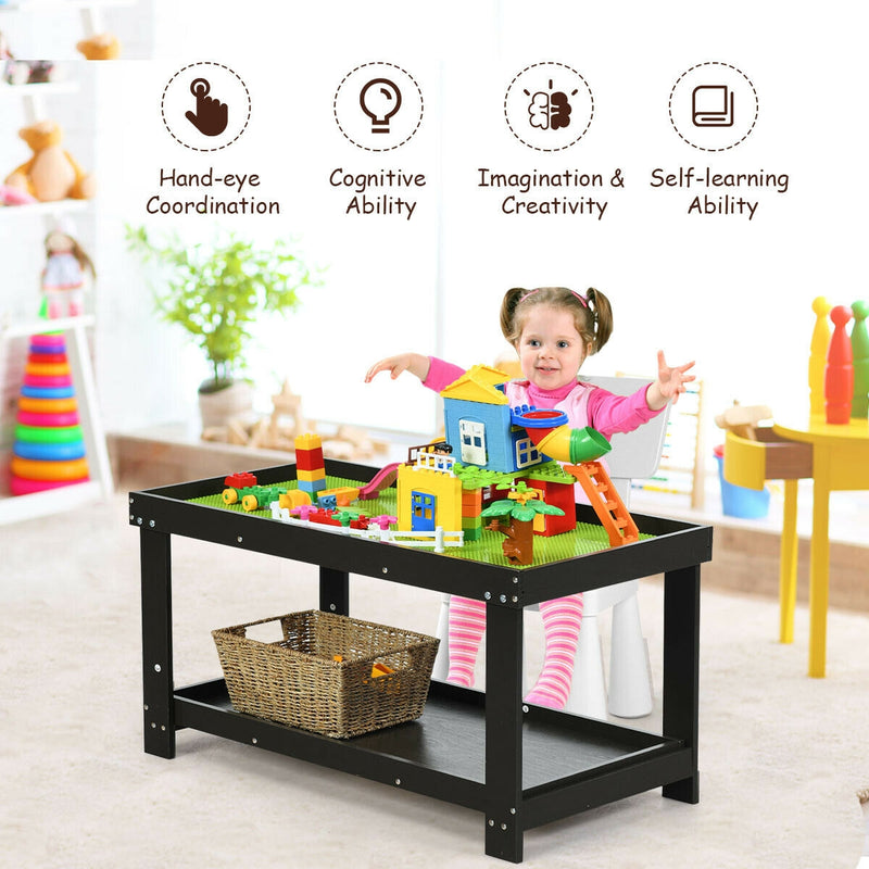 Solid Multifunctional Wood Kids Activity Play Table-Dark Brown