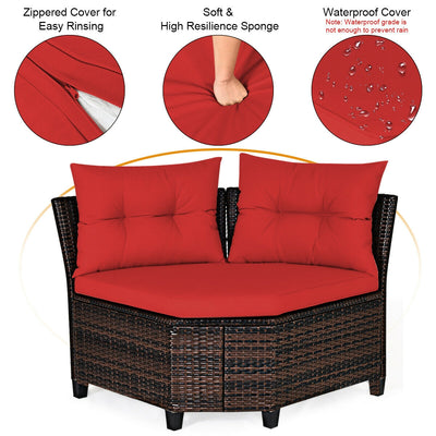 4 Pieces Outdoor Cushioned Rattan Furniture Set-Red