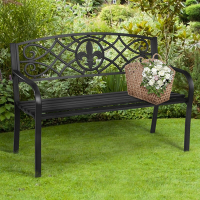 50 Inch Patio Heavy-Duty Metal Garden Bench