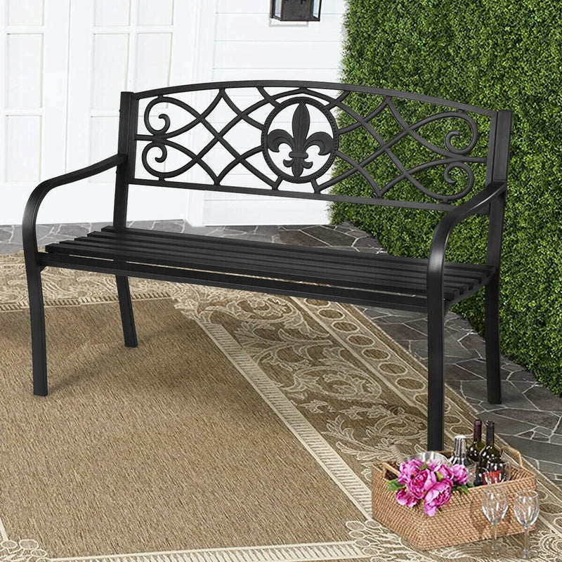 50 Inch Patio Heavy-Duty Metal Garden Bench