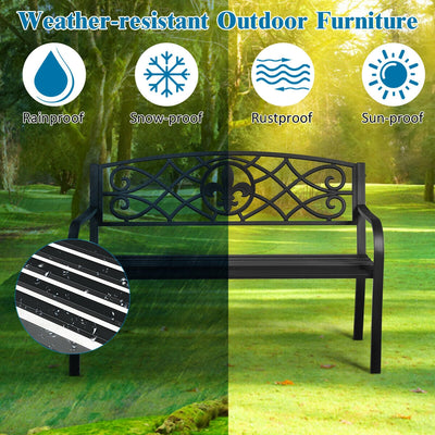 50 Inch Patio Heavy-Duty Metal Garden Bench