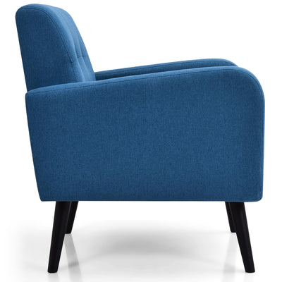 Modern Upholstered Comfy Accent Chair Single Sofa with Rubber Wood Legs-Navy