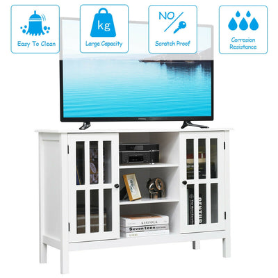 Wooden TV Stand Console Cabinet for 50 Inch TV-White