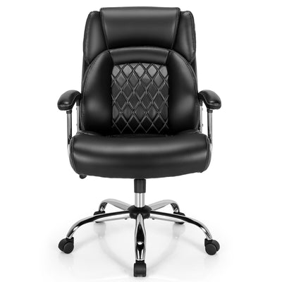 Height Adjustable Executive Chair Computer Desk Chair with Metal Base-Black