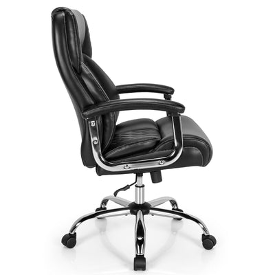 Height Adjustable Executive Chair Computer Desk Chair with Metal Base-Black