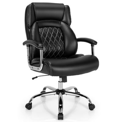 Height Adjustable Executive Chair Computer Desk Chair with Metal Base-Black